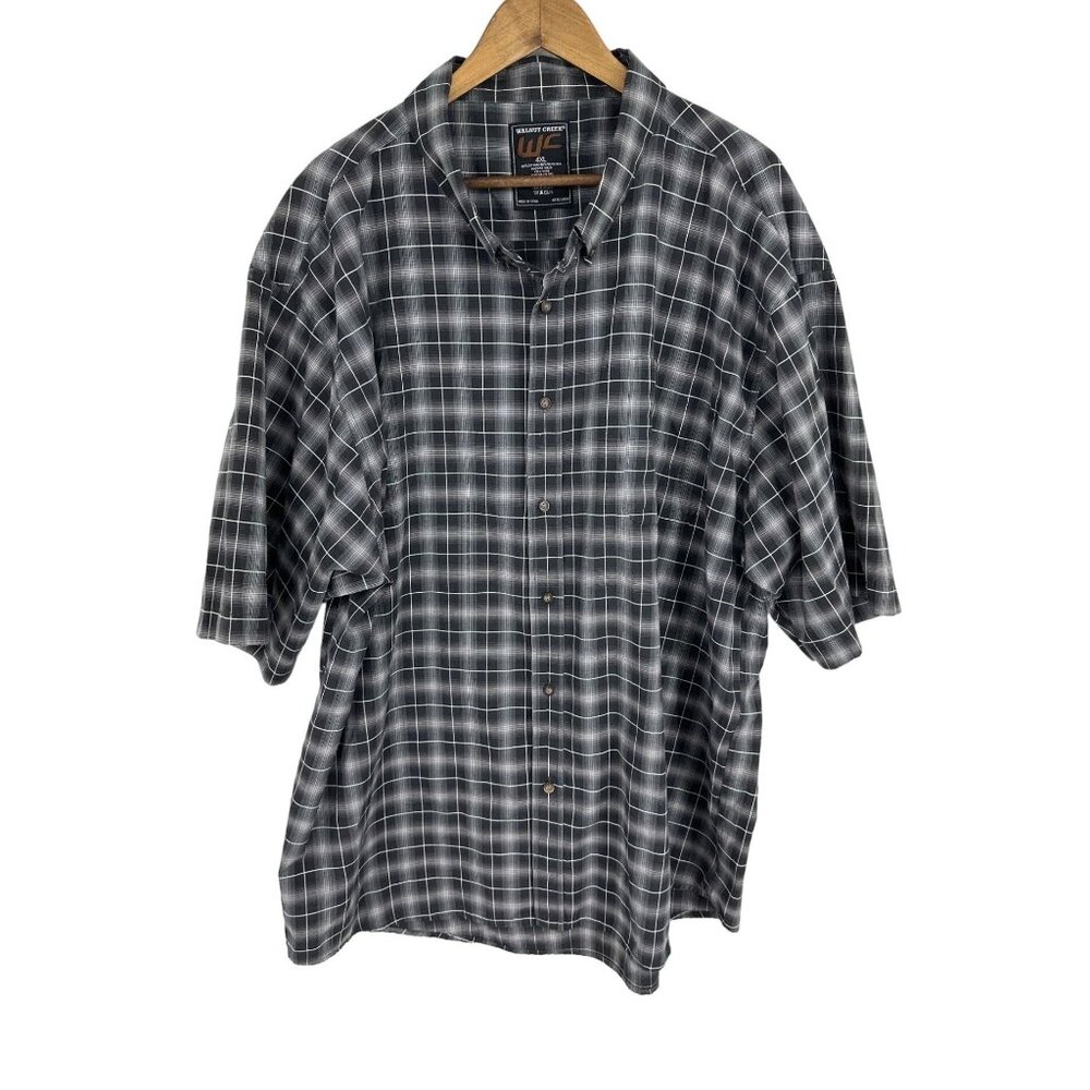 Walnut Creek Black & White Plaid Short Sleeve Button-Up Shirt Mens 4XL